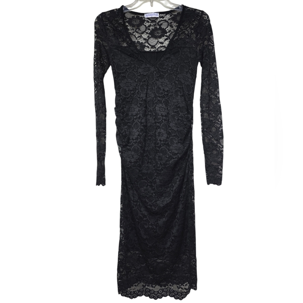 Bluebelle Maternity V Neck Lace Fitted Long Sleeves Dress 8